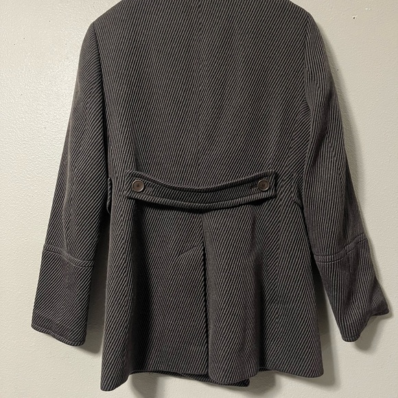 AKRIS Punto Wool Jacket 6 brown Striped Long Sleeve Textured Fabric Pockets - Picture 7 of 10
